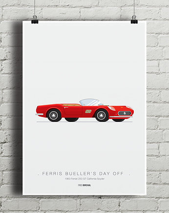 Ferrari 250 GT - Ferris Bueller's - plakat, minimalmill