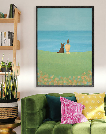Z psem na łące - plakat fine art, minimalmill