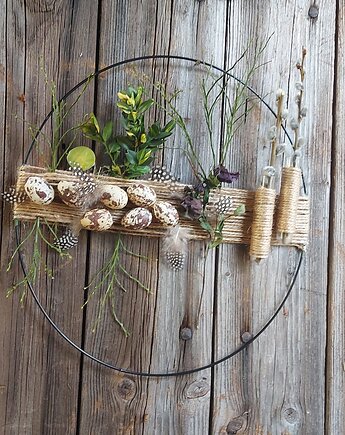 Wilkanocne Wianki Wiosenny wianek na drzwi, cynamonn