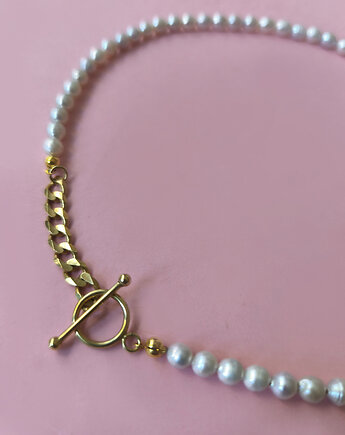 Złoty naszyjnik z perłami - srebro 925 pokryte 24K złotem, Friedman Jewelry