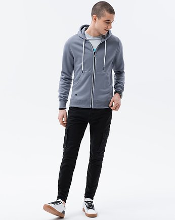Bluza męska rozpinana z kapturem BASIC - jeansowa V13 B977, Ombre
