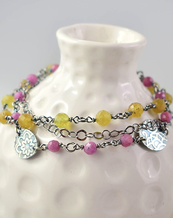 Rubin z apatytem w srebrze - bransoletka, Sunflower Kornelia Kubinowska