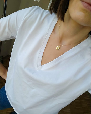 Biały T-shirt basic V-NECK COCO, Patchouli