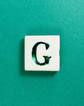 Ceramiczny magnes, zielona literka G, M.J