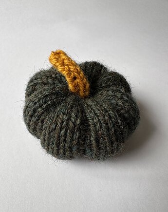 Dynia ozdobna handmade, rozmiar S, zielona z pomarańczowym ogonkiem- 1 szt., Kocie Motki