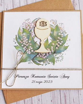 Kartka, PERSONALIZACJA : konwalie : I Komunia Święta