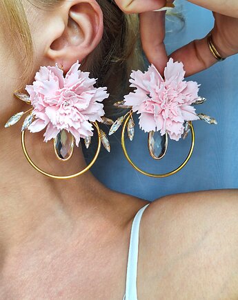 Kolczyki pozłacane koła kwiaty goździki, Kwiat Paproci