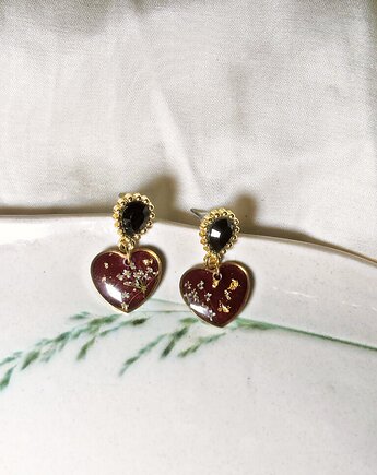 Piękne kolczyki Bordowe Serca, Blask Natury
