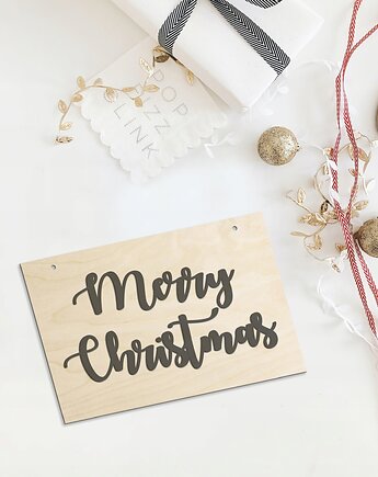 Ozdoby świąteczne z drewna Tablica MERRY CHRISTMAS, smxdsgn