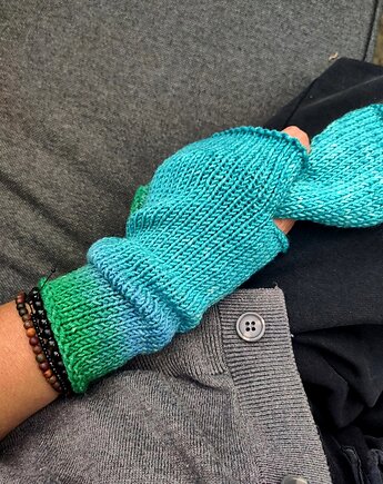 Ombre w turkusach 2 / mitenki, agat handmade