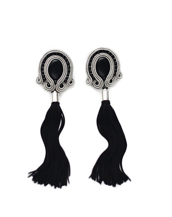 Szare  z chwostami- kolczyki soutache, Mró Soutache