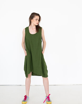 Asymetryczna lniana sukienka typ bombka, NavahoClothing
