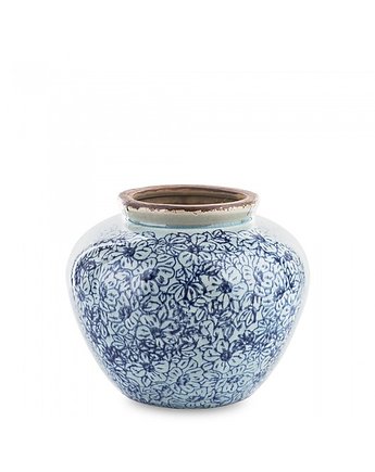 Wazon Ceramiczny Biały Blue Flowers 15 cm, OKAZJE - Prezenty świąteczne
