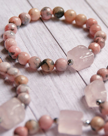 Amulet MIŁOŚĆ - kwarc różowy, jadeit, kaktusia