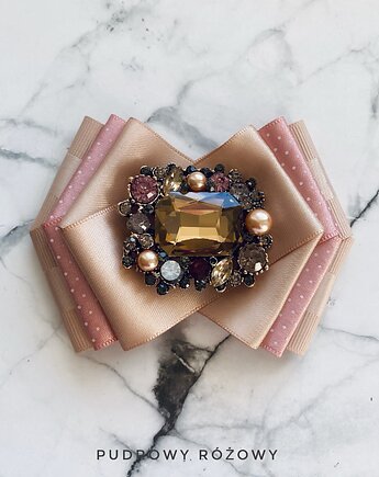 Brosza  z ozdobą w stylu glamour Kryształ z perłami NEW, Pudrowy Różowy