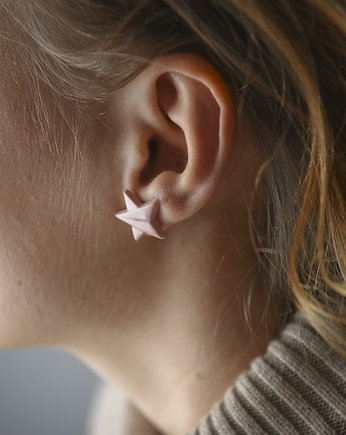 Kolczyki z Porcelany Origami Gwiazdki Różowe, StehlikDesign