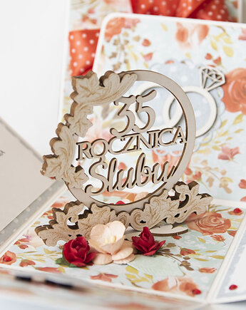 35 rocznica ślubu, koralowe gody, exploding box, kartka 3d, Papiernik