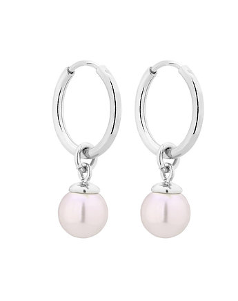Srebrne kolczyki z białymi perłami SWAROVSKI CRYSTAL, SOTHO