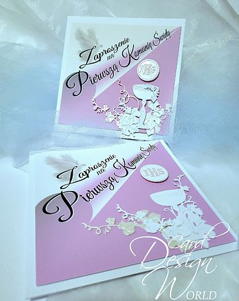 Zaproszenia dla Chrzestnych na Komunię Świętą, zaproszenia personalizowane, Card Design World