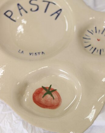Handmade Ceramic Pasta Plate , Clay Grandma