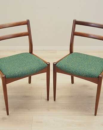 Komplet dwóch krzeseł tekowych, duński design, lata 70, produkcja: Dania, Przetwory design