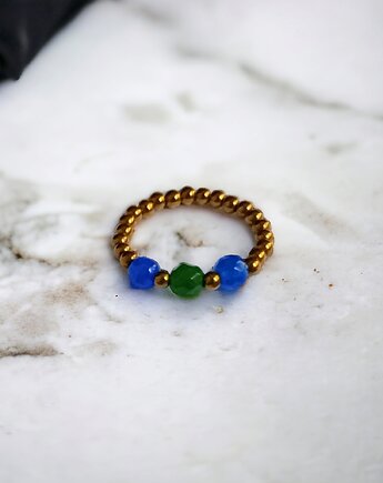 Pierścionek : golden summer III :: jadeit, hematyt, kaktusia