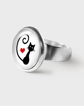 Pierścionek - Kotek, serce, yenoo