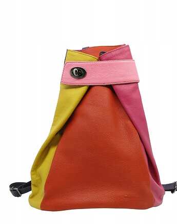 Plecak damski klasyczny skórzany kolorowy regulowane szelki kieszeń OLIVKA, Olivka Warsaw