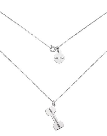 Srebrny naszyjnik ciężarek NIGDY SIĘ NIE PODDAWAJ, SOTHO