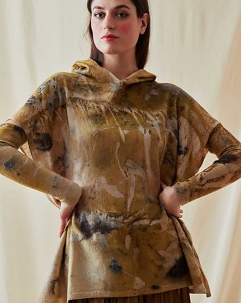 Bluza z kapturem oversize MYCONOS  eco-print, ASKAparis