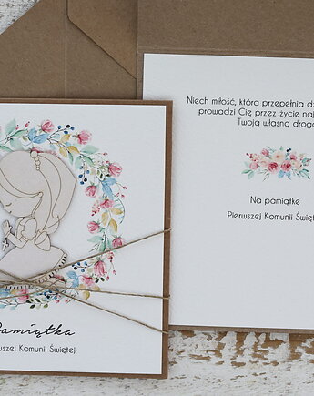 Wyjątkowa kartka na komunię, pamiątka komunii - prezent dla dziewczynki + naj, sorte