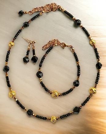 KOMPLET naszyjnik, bransoletka, kolczyki GLAM :: krótki naszyjnik