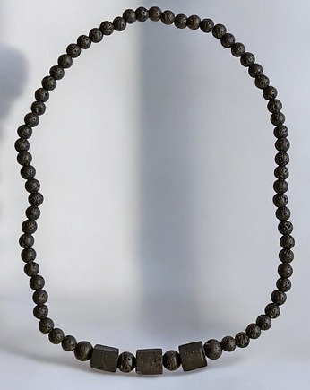 Naszyjnik MĘSKI : czarny turmalin & lawa, kaktusia