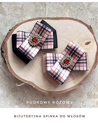 Biżuteryjna spinka do włosów w kratę New, Pudrowy Różowy