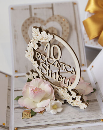 10 rocznica ślubu, aluminiowe gody, exploding box, kartka 3d, Papiernik