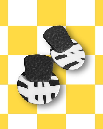 Kolczyki koła black&white, sploteka