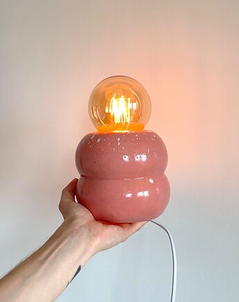 Lampa ceramiczna stołowa, różowa, nakrapiana, Bliss.