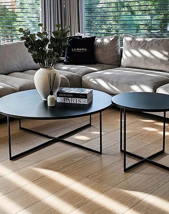 Okrągły czarny stolik kawowy SIMPLE 100 cm, Scandi Home Style