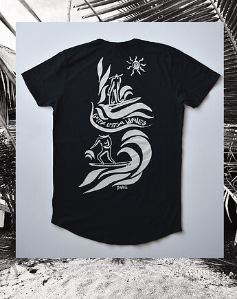 Czarny długi T-shirt Gotta Lotta Waves, DONT NEED NO SAMURAI