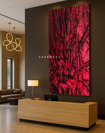 Obrazy do salonu -  fuksja metaliczny na płótnie płaskorzeźba 80x160cm, art and texture