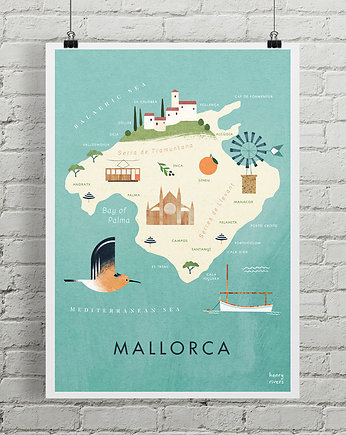 Plakat Majorka - mapa graficzna, minimalmill