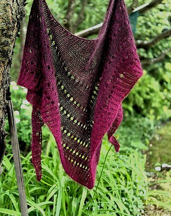 Wiśnia w czekoladzie / chusta z jedwabiem, agat handmade