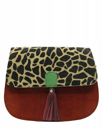 Torebka damska listonoszka zamszowa skóra zielona ze skrawków OLIVKA, Olivka Warsaw