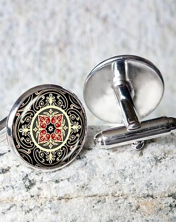 SPINKI "ORNAMENT"- unikatowe spinki do koszuli, piękny prezent, Chodelska Art Studio