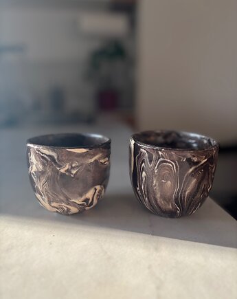 Zestaw 2 Ceramicznych Czarek Marble Effect 220 ml, Maison Fragile