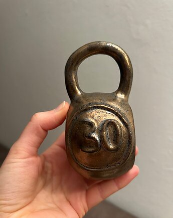 Kubek kettlebell złoty - 30 kg, szkliwiona_art