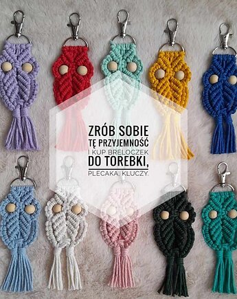 Breloczki sówki, do torebki, plecaka, kluczy, makrama. Handmade. 3+1 gratis, Barbara Emilia Pawlik