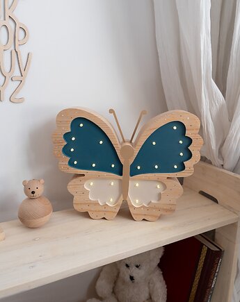Drewniana Lampka Motyl Niebieski, The Luliland