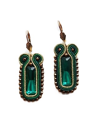 Szmaragd i złoto- kolczyki sutasz, Mró Soutache