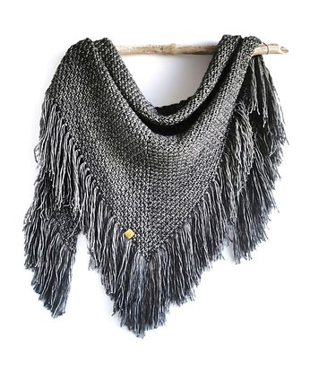 Delikatna chusta handmade COSY grafitowa, sploteka